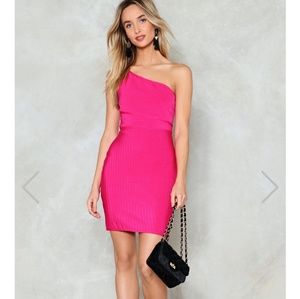 Nastygal One shoulder fushia Bandage dress
